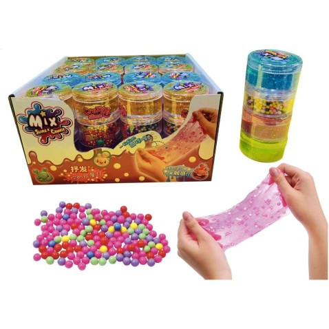 Slime - anyag csillogó golyókkal, 4 színben