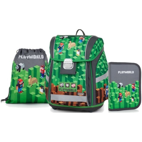 Oxybag PREMIUM LIGHT Playworld iskolatáska elsősöknek 3db-os szett