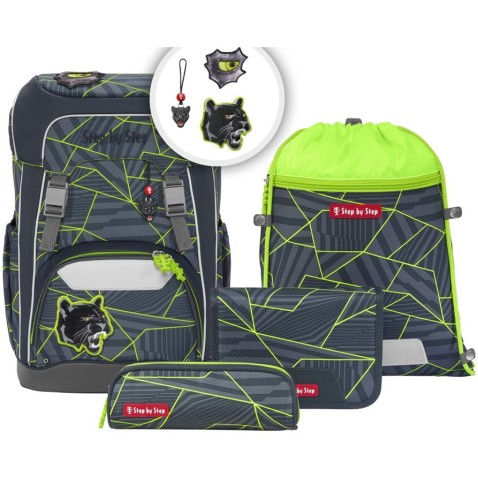 Iskolatáska szett GIANT Step by Step Dark Cat Chiko 5db-os
