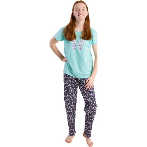 Lány pizsama Bettymode FLORAL BUTTERFLY rövid ujjú
