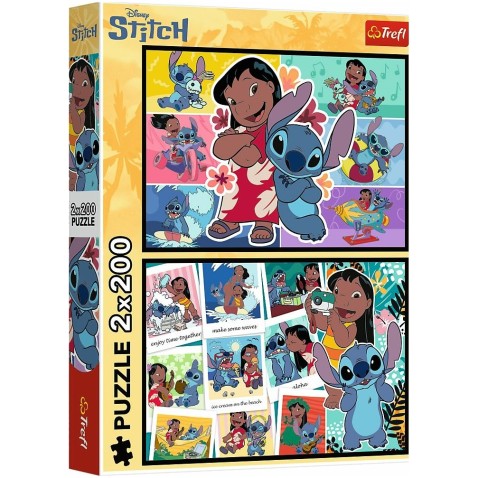 Puzzle 2x200 Stitch boldog élete