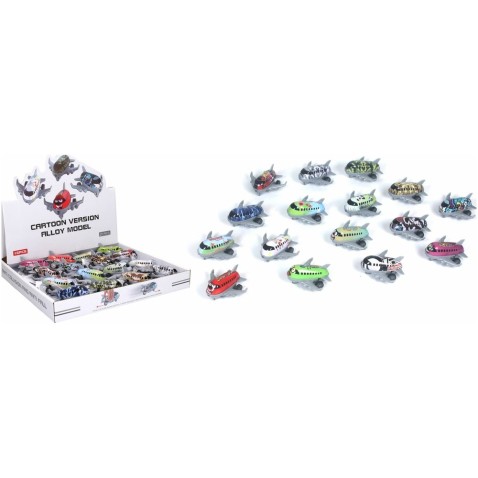 Repülőgép fém/műanyag 7,5 cm, visszahúzható, színkeverék