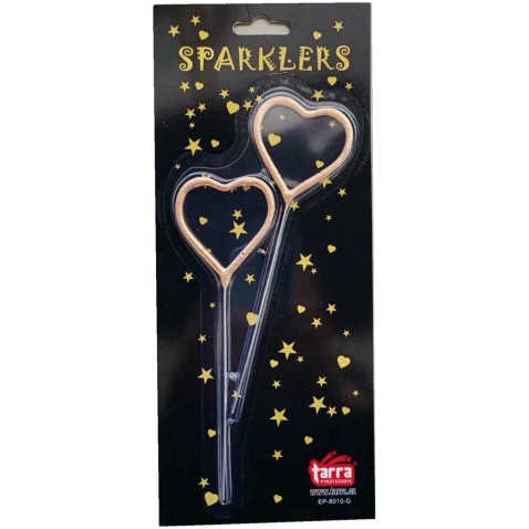 Szív alakú csillagszórók arany 2 db 16,5 cm