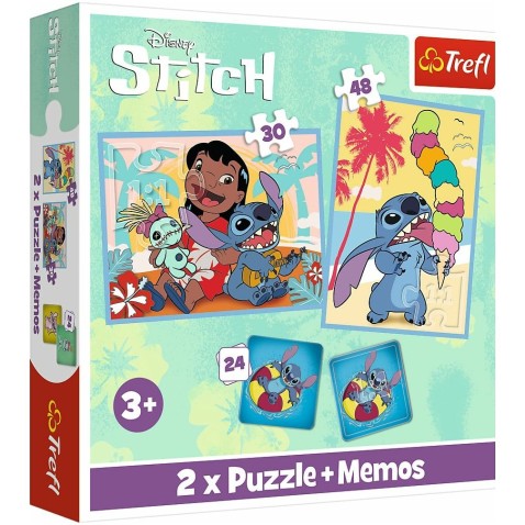 2 az 1-ben kirakós + memóriajáték Happy Day Lilo és Stitch