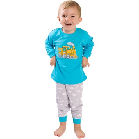Kisfiú pizsama Bettymode MOZDONY hosszú ujjú
