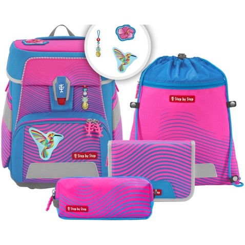 Step by step SPACE NEON Kolibri Kaja iskolatáska - 5 részes szett
