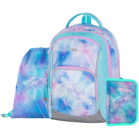 OXY GO Unicorn iskolatáska elsősöknek, 3 részes szett