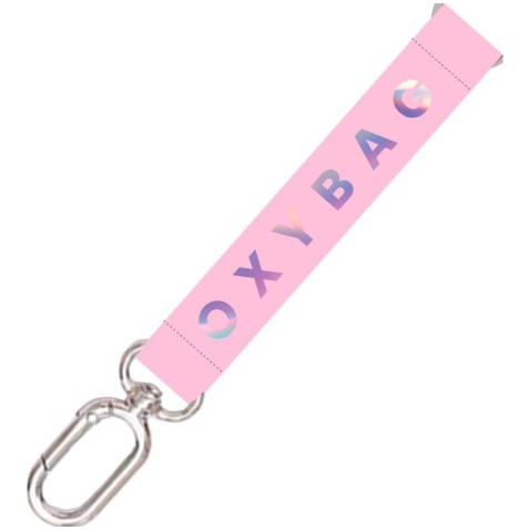 Rövid kulcstartó karabinerrel, holografikus rózsaszín