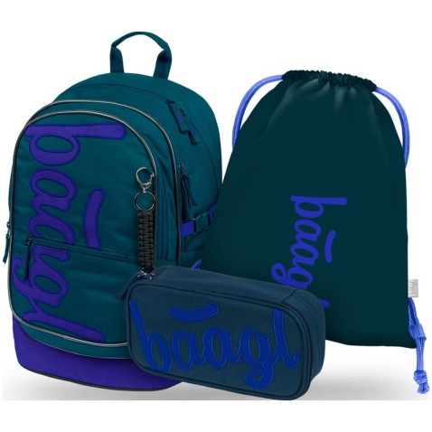 Felsős iskolatáska BAAGL Core Logo kék szett