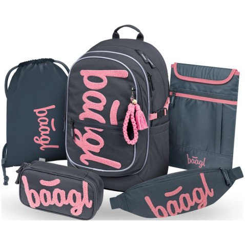 Felsős iskolatáska BAAGL Core Logo szett 5db-os