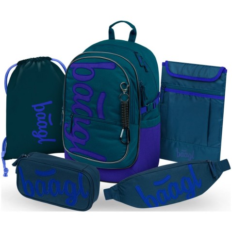 Iskolatáska BAAGL Core Logo kék szett 5db-os