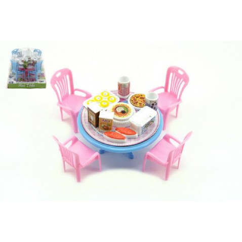 Asztal és szék tartozékokkal 12cm 3 színben