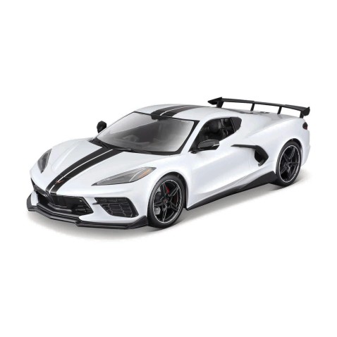 Maisto - 2020 Chevrolet Corvette Stingray Coupe (High Wing), fehér, 1:18