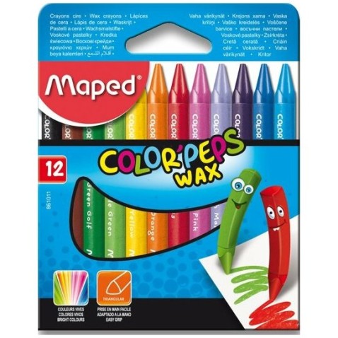 Zsírkréta MAPED Color`Peps Wax, 12 különböző szín