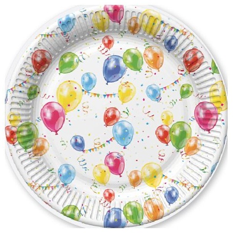 Party tányér 23 cm léggömbök, 8 db