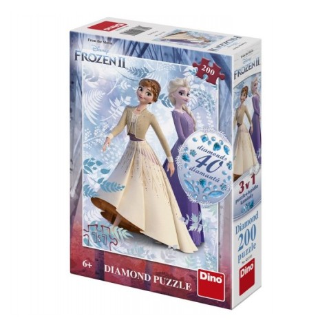 Puzzle 3in1 Jégvarázs II/Frozen II 200 darab gyémántokkal és ragasztóval