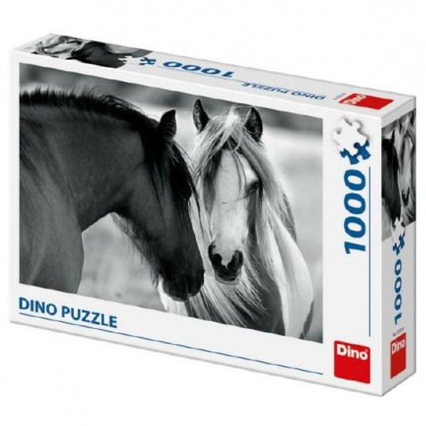 Puzzle Fekete-fehér ló 66x47cm 1000 db