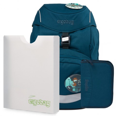Iskolatáska szett Ergobag prime Eco blue hátizsák + tolltartó + füzetbox