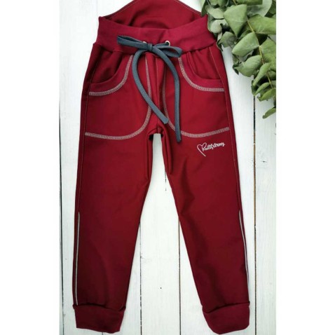 Gyerek softshell nadrág BORDO fleece anyaggal