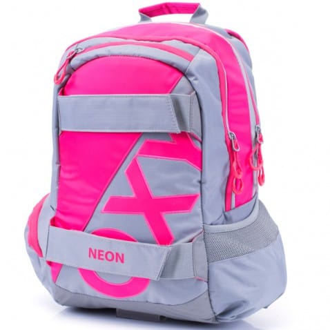 Iskola hátizsák OXY SPORT NEON PINK szürke neon rózsaszín felsősöknek