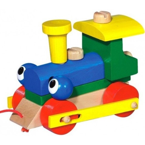 Kacsintós vonat fa húzós játék dobozban 14,5x11x9cm