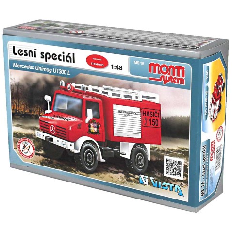 Építőkészlete Monti 16 Fire Brigade Mercedes Unimog 1:48