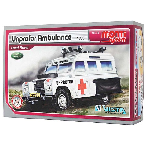 Építőkészlet Monti 35 Unprofor Ambulance Land Rover 1:35