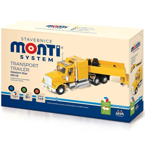 Építőkészlet Monti 46 Transport Trailer Western Star 1:48  32x20,5x7,5cm