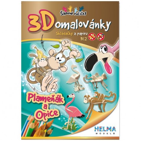 3D kifestő A4 - SET Majom, flamingó