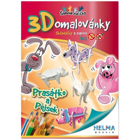 3D kifestő A4 - SET Malac, kutya