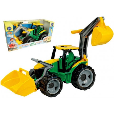 Traktor vödörrel és ásóval zöld-sárga 65cm 3 éves kortól