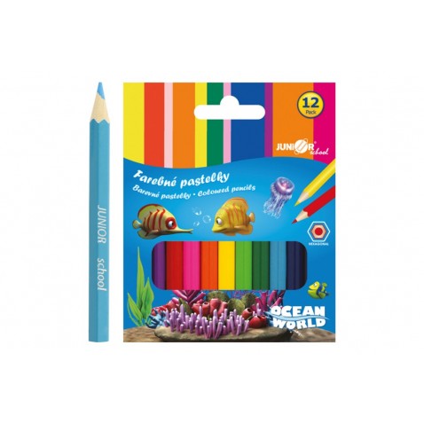Színes ceruzák rövid Ocean World hatszögletű fa 12db