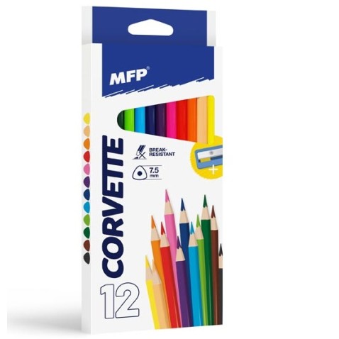 Háromszög alakú MPF színes ceruza 12 db hegyezővel