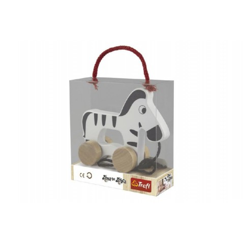 Fa zebra kerekeken, zsinórral Wooden Toys