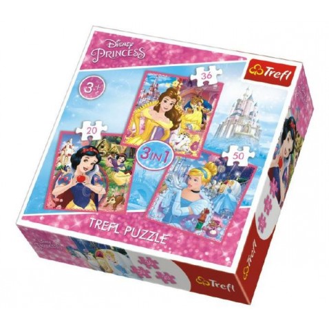 Puzzle 3in1 Disney hercegnők 20x19,5cm