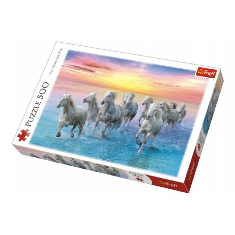 Puzzle Galoppozó fehér lovak 500 db 48x34cm