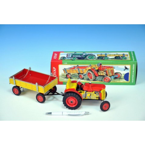 Traktor Zetor platós, piros, 28 cm-es kulccsal