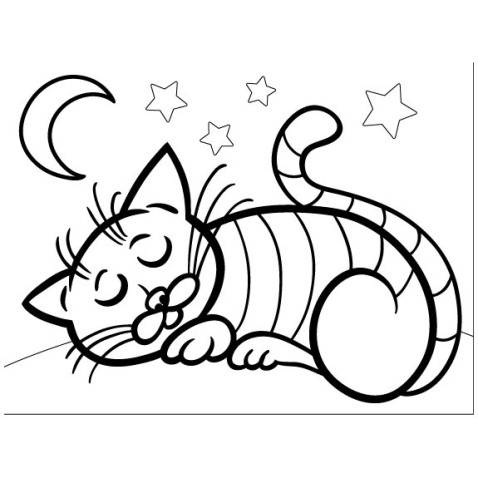 Homokfestés sablon - alvó macska