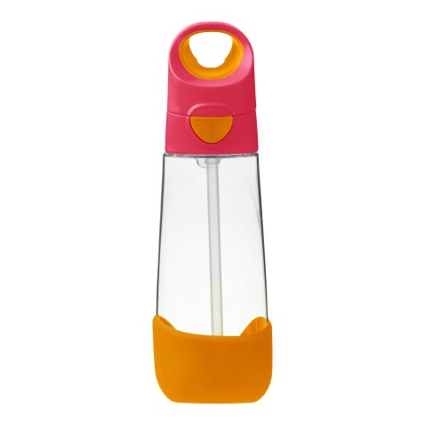 Szívószálas ivópalack 600 ml – rózsaszín/narancssárga