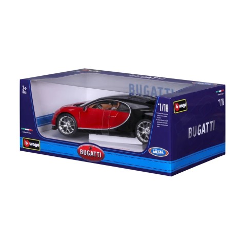 Bburago - HOBBY autómodell, Bugatti Chiron, piros-fekete, 1:18