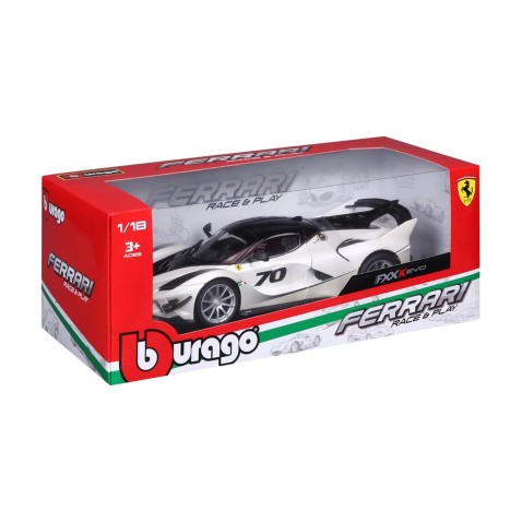 Bburago - RACE+PLAY, Ferrari FXX-K EVO, fehér-fekete, 1:18