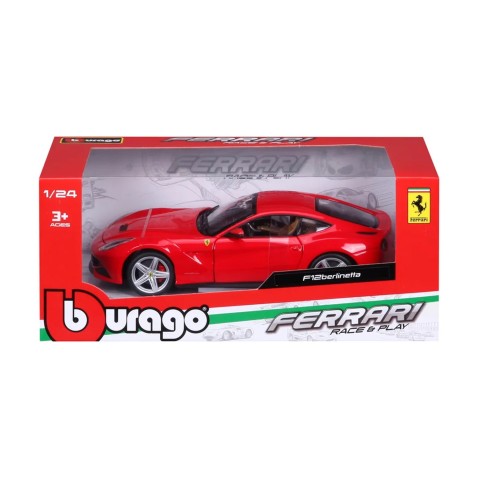 Bburago - RACE+PLAY, Ferrari F12berlinetta, piros, 1:24