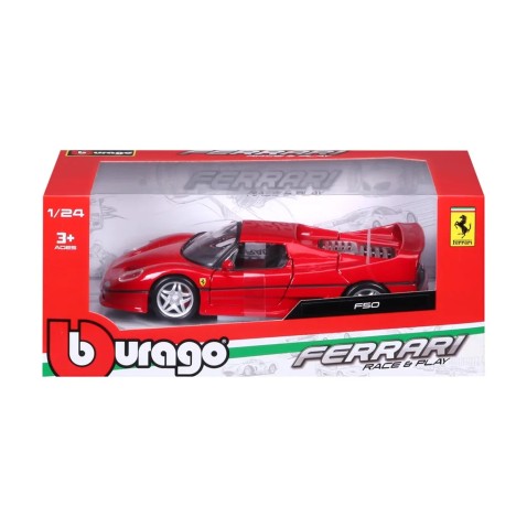 Bburago - RACE+PLAY, Ferrari F50, piros, 1:24