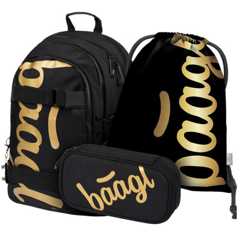 BAAGL iskolai szett Skate Gold hátizsák + tolltartó + tornazsák