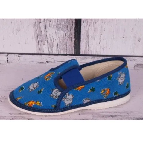 Čechtín kék gyerekpapucs elefántokkal és zsiráfokkal
