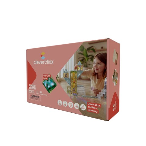Cleverclixx – Mágneses építőjáték Magic Forest Pack Pastel – 65 db