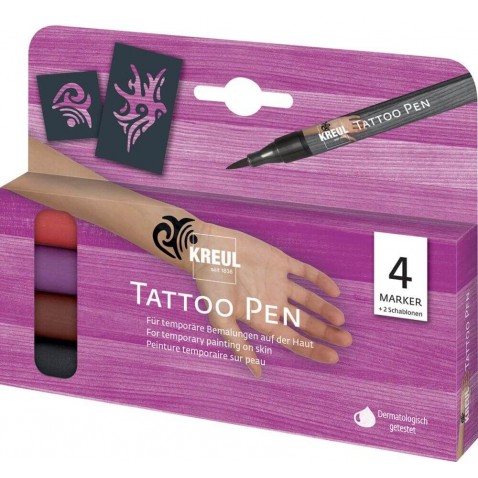 KREUL Tattoo Pen tetováló filctoll készlet 4 fajta színben