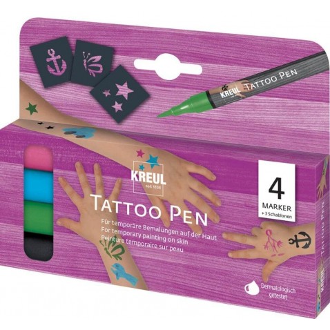 KREUL Tattoo Pen tetováló filctoll készlet 4 fajta színben
