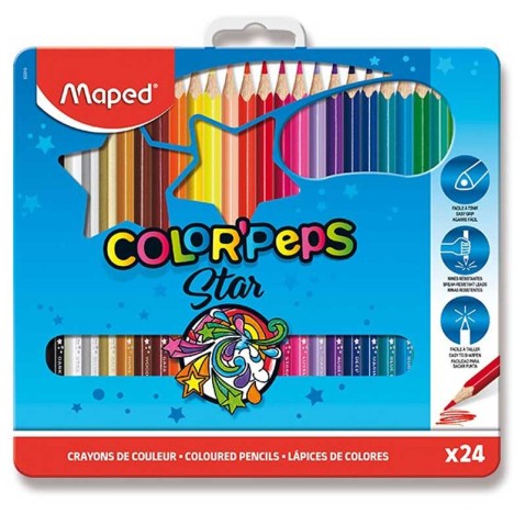 MAPED Metal box háromszögletű színes ceruza 24 db.