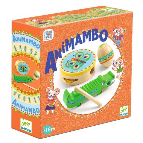 Animambo ütőhangszer szett – tamburin, maracas és güiro
